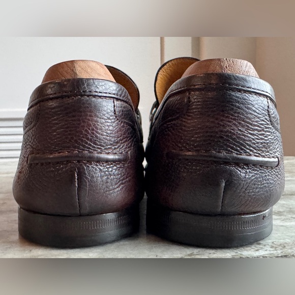 GUCCI Jordaan Brown Leather Web Horsebit Loafers US 7.5 Gucci 8 $1000 Slippers - Picture 6 of 10